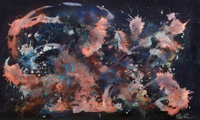 36" x 60" - technique mixte et phosphore sur bois, 2016